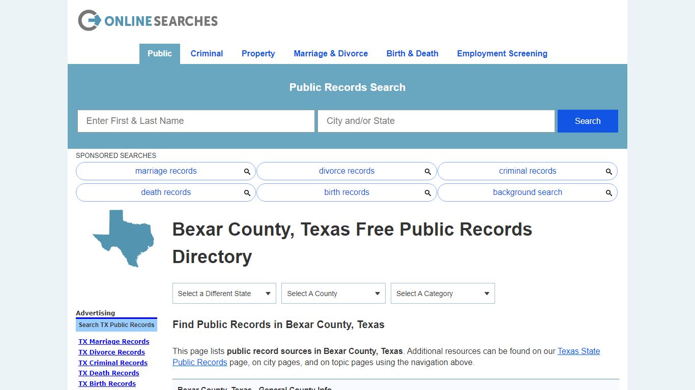 Bexar County, Texas Public Records Directory - OnlineSearches.com